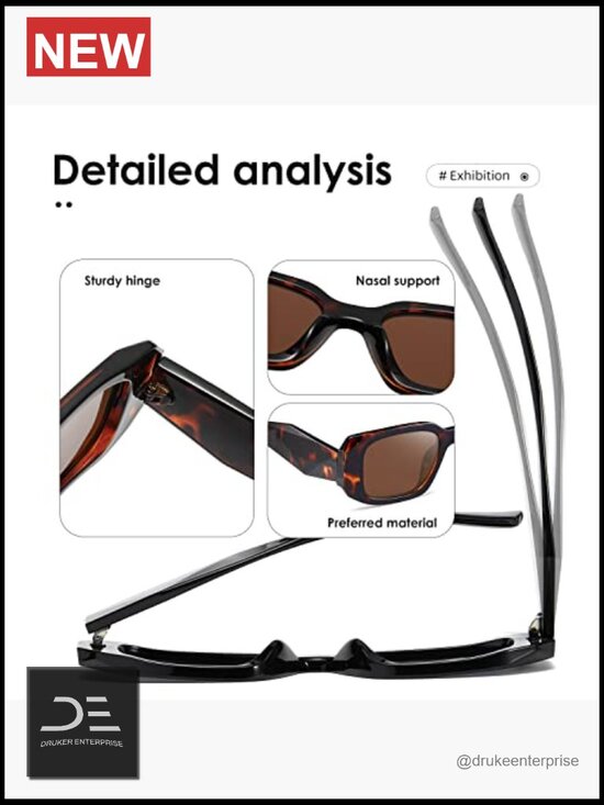Vintage Rectangular Sunglasses Retro UV400 Protection Sqare Frame main image 5